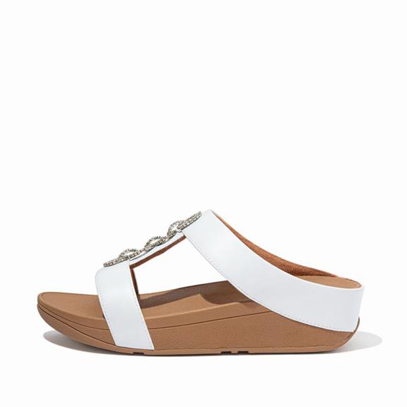 Fitflop Fino Faux Leather Slides White Womens - South Africa (OHSE17349)